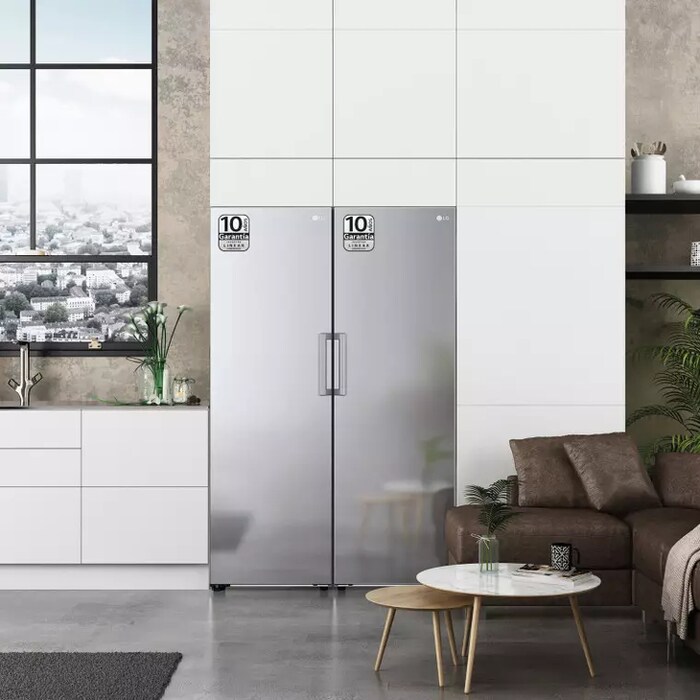 LG Set Frigorífico y congelador, 186cm, clasificación D, Inox antihuellas, GM617MBCSF.SET